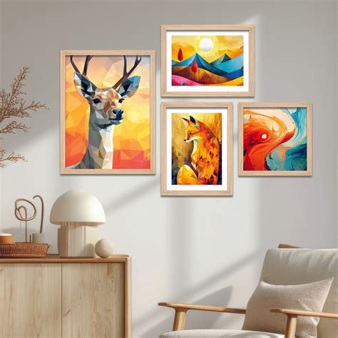 Premium Scenery Deer Art Wall Frame Set of Four – Vibecrafts