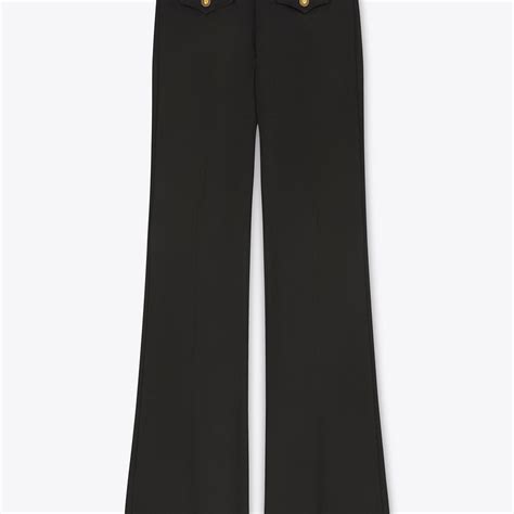 Black Wool Gold Button Flare Trouser & Phix