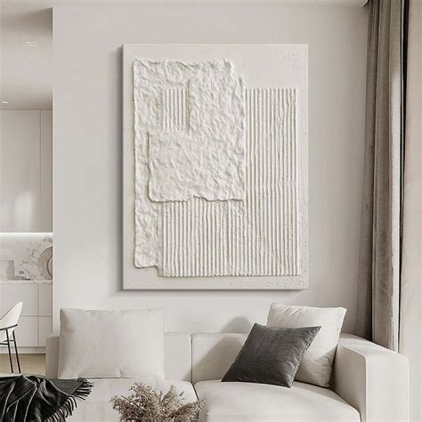 White 3D Textured Art: Plaster Wabi-sabi Wall Decor - Etsy