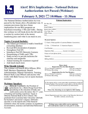 LA LBA Alert BSA Implications National Defense Authorization Act Passed ...