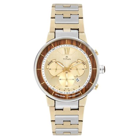 Buy Online Titan Grandmaster Champagne Dial Chronograph Metal Strap ...