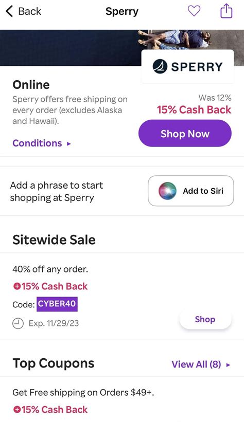 Sperry Triple Stack (AMEX and Rakuten) 40% Off, $25 off $75 + 15% CB ...