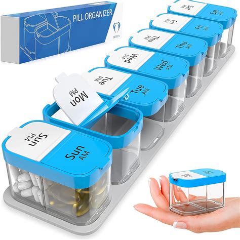 Extra Large Weekly Pill Organizer - XL Daily Pill Box - 7 Day Am Pm ...