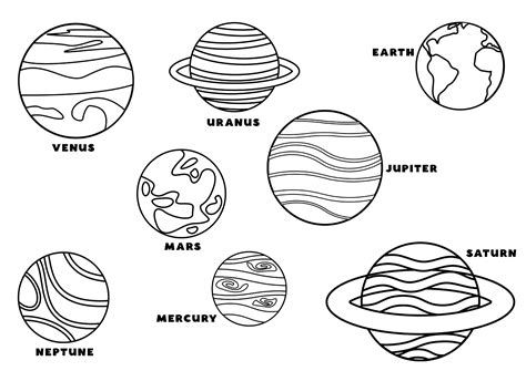 Solar system: The eight planets - Space Coloring Pages