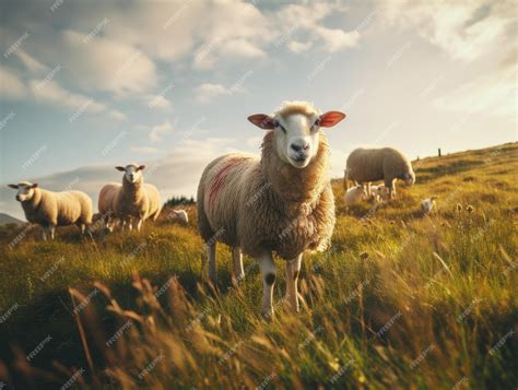 Premium AI Image | Sheep in a pasture