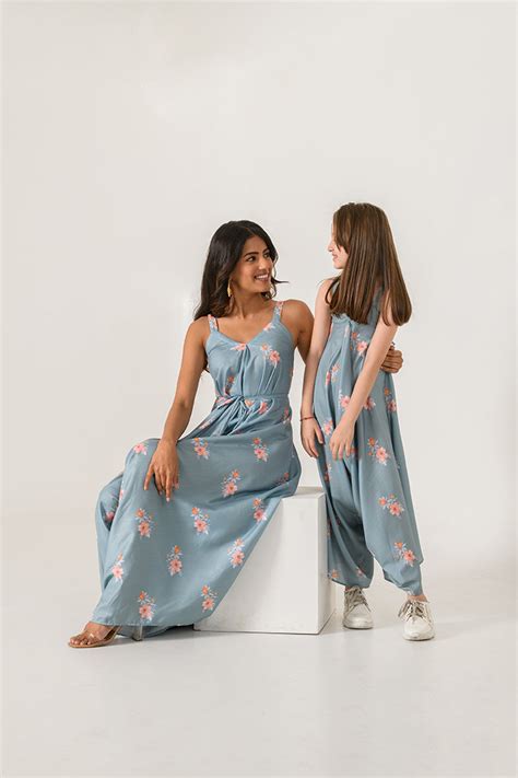 Mother Daughter Aqua Green Palazzo Jumpsuit – Pasha India
