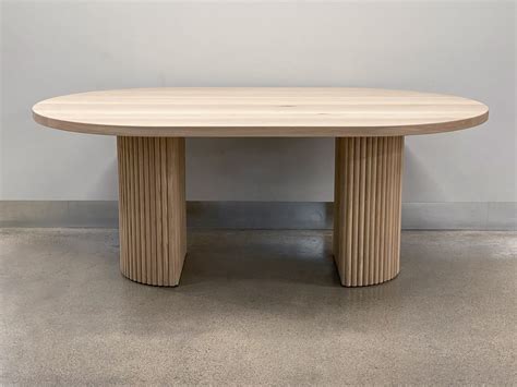 AURA- Solid Wood Pill Shaped Dining Table With Fluted/tambour Half Moon ...
