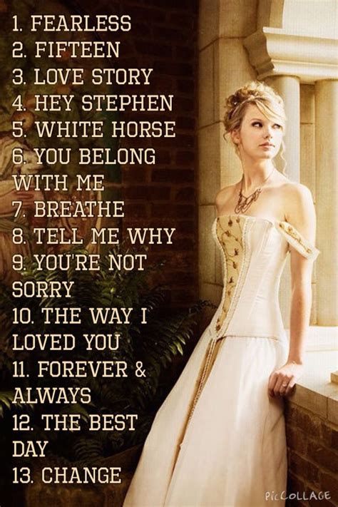 TS - Fearless Track List | Taylor swift fearless, Taylor swift, Me me ...
