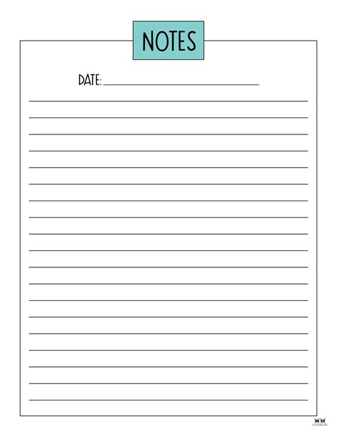Note Pages & Templates - 30 FREE Printables | Printabulls