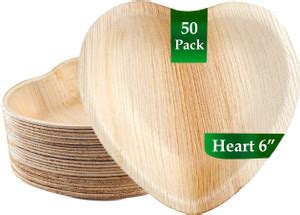 TruSwag Disposable Wooden Heart Shaped Plates 6" Areca Palm Leaf Dinner ...