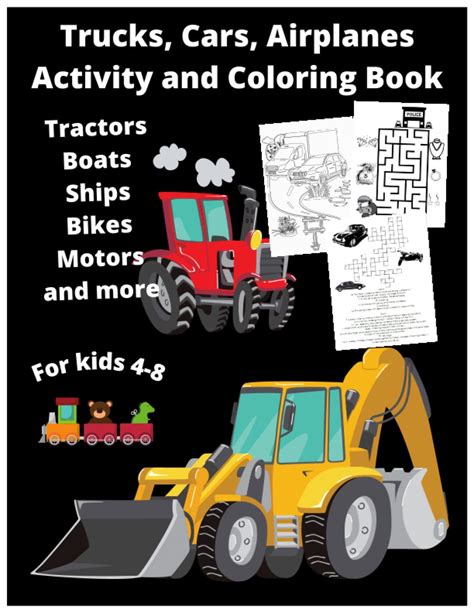 Buy Trucks, Cars, Airplanes Activity and Coloring Book for kids 4-8 ...