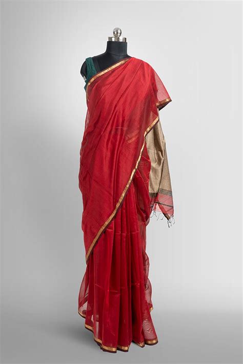 Topaz Red Maheswari Ghicha Pallu – Vishmi