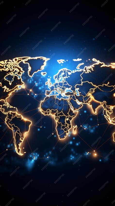 Premium Photo | Glowing world map on a dark backdrop Vertical Mobile Wallpaper
