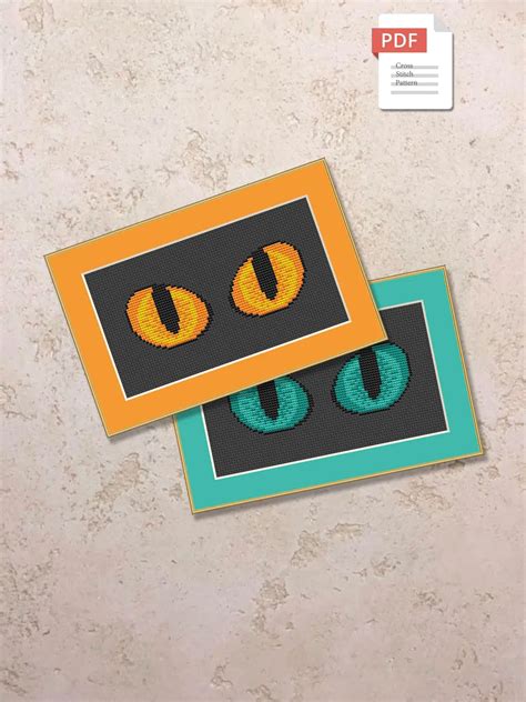 Cat's Eyes Cross Stitch Pattern, Cat Cross Stitch Pattern, Embroidery ...