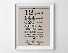 12 Wedding Anniversary Gift Ideas by 12 Years Together Linen Anniversary Print 12th 12 Wedding Anniversary Gift Ideas