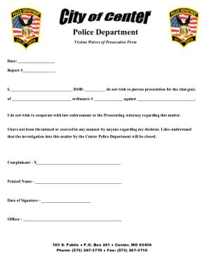 Fillable Online Waiver of Prosecution Form.doc Fax Email Print - pdfFiller