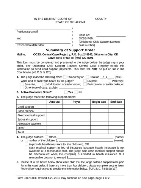 Summary of Support Order. Summary of Support Order Doc Template | pdfFiller
