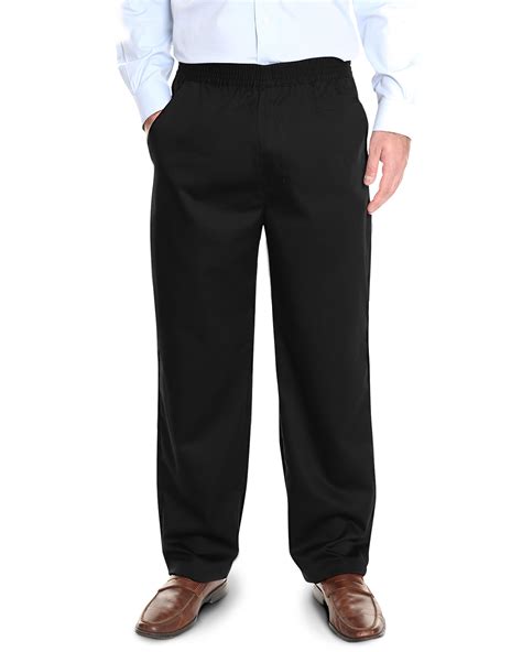 Pembrook Mens Elastic Waist Pants for Seniors - Black Elastic Waist ...
