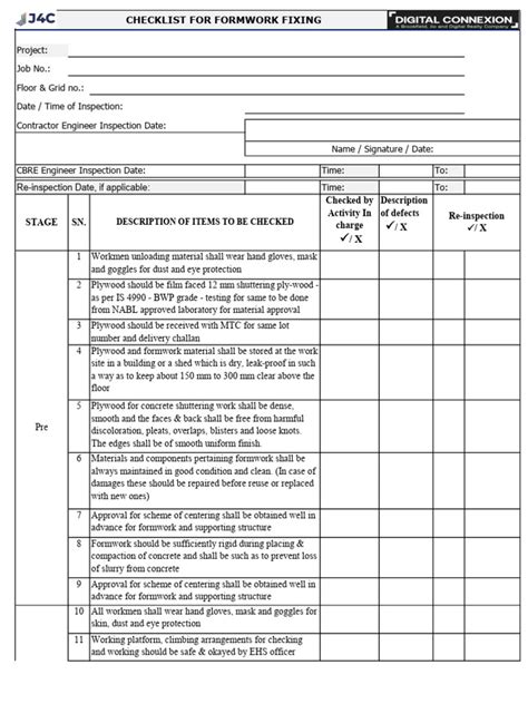 Form Work Checklist 的图像结果