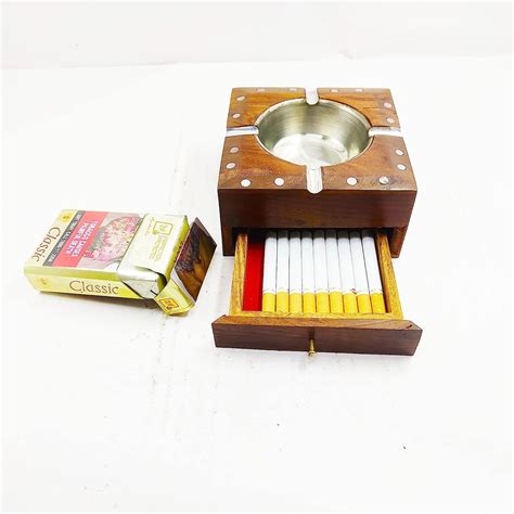 Buy Cigarette Smoking Wooden Ashtray With Compartment For Home Living ...