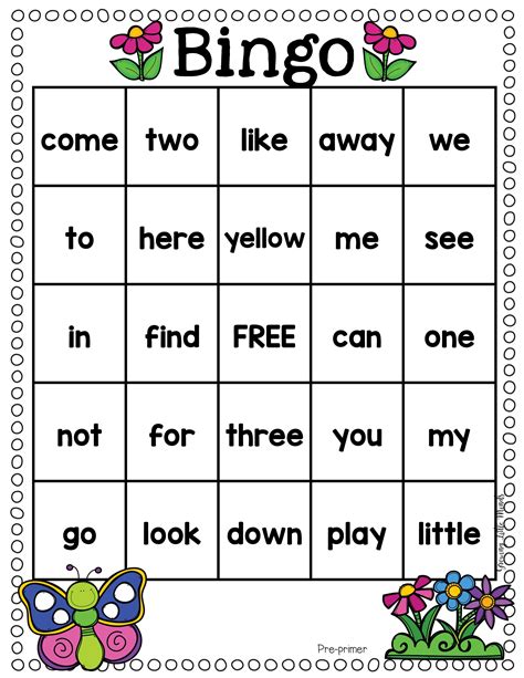 Printable Sight Word Bingo - Printable Calendars AT A GLANCE