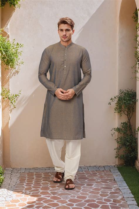 Ethnix by Raymond Men Grey Solid Regular fit Viscose Blend Kurta ...