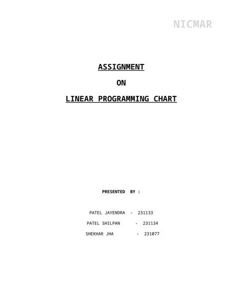 Image result for Tutorial Linear Programming Assignment Problem