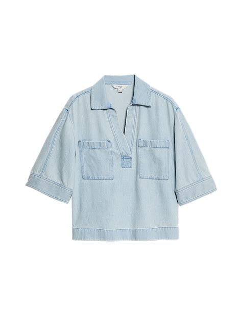Buy Lyocell Denim Oversized Crop Shirt at Marks & Spencer