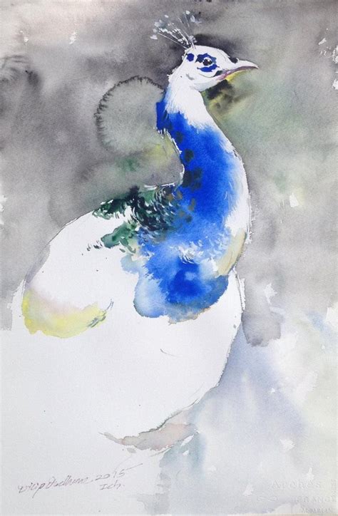 "Untitled 23": Blue Watercolor Painting by Dilip Dudhane | ArtZolo.com