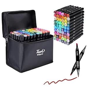 BEAN LAB Pro Alcohol Markers Set 60 Dual Tip Brush Pens & Color Marker ...