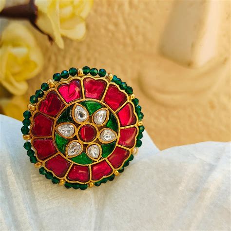Jadau Kundan Ring - Emerald Ruby – Adaa