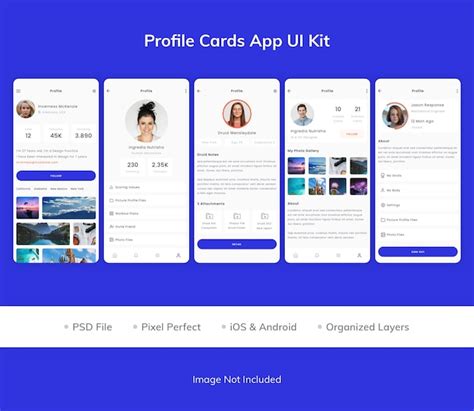 Profile cards app ui kit | Premium PSD