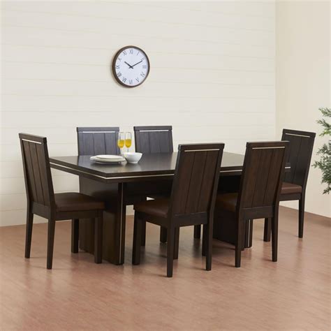 Buy Valencia 6-Seater Dining Table Set with 6 Chairs - Brown from Home ...