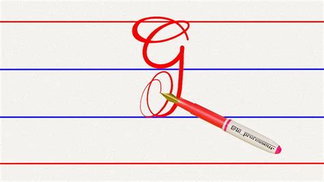 How to write english capital letter G in cursive writing - YouTube