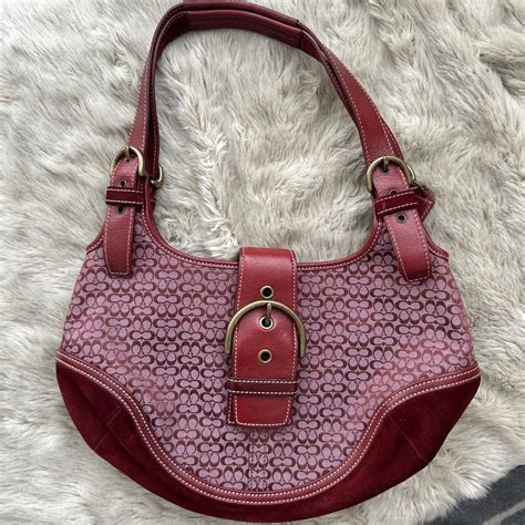 Vintage Red Coach Hobo Bag Details: 13" wide 8"... - Depop