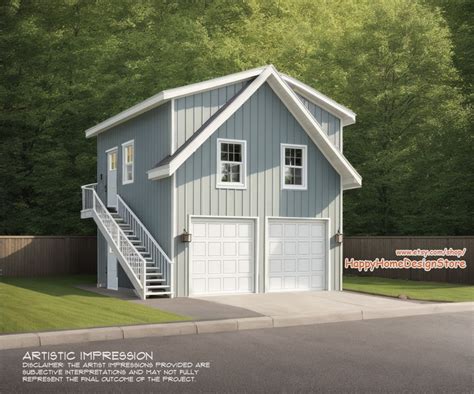 Two Car ADU Garage Loft 22'x22' Architectural Plans - Blueprint Digital ...