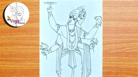 Lord Vishnu Drawing Tutorial | Easy Drawing | Vishnu Drawing for ...
