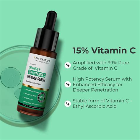Ceramide & 15% Vitamin C Ampoule Serum - 30ml - Dr Sheth's