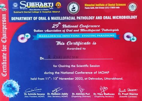 Chairperson - IAOMP 2022 National Conference — ORAL PATHOLOGY-SAVEETHA