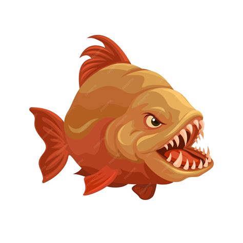 Premium Vector | Piranha fish from south american rivers. animal ...