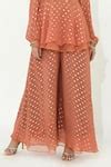 Buy Coral Organza, Georgette Lace V-neck Spanish Peplum Tunic Sharara ...