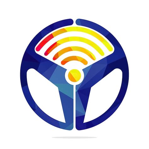 Lenkrad- und WiFi-Signale Symbol-Logo-Design Transport Wifi-Signale ...