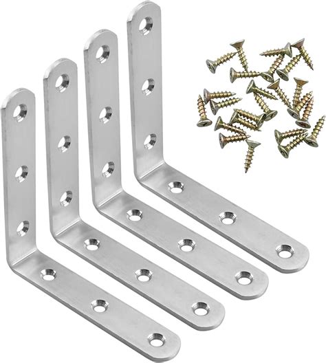 Buy L Bracket 4PCS Corner Bracket Heavy Duty Shelf Brackets 4x4 inch ...