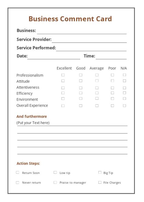 Image result for Comment Card Template