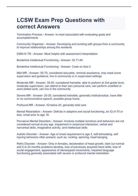 LCSW Exam Prep Questions with correct Answers - LCSW - Stuvia US