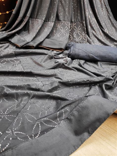 Ruffle saree with heavy hotflix diamond heavy border and butta ...