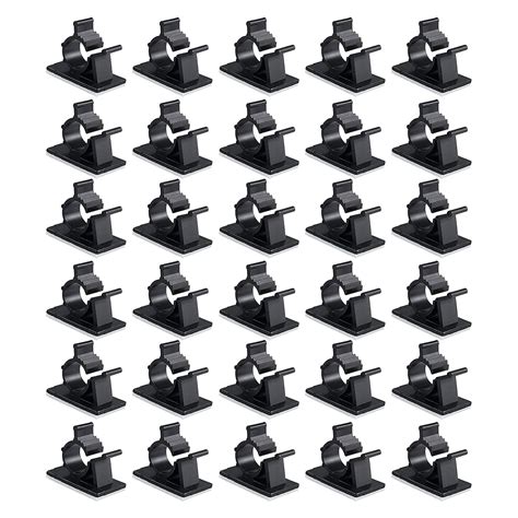 Viaky 30 Pcs Black Clips Self Adhesive Backed Nylon Wire Adjustable ...