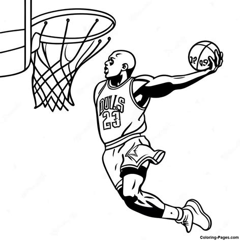 Michael Jordan Dunking Coloring Page | Coloring-Pages.com