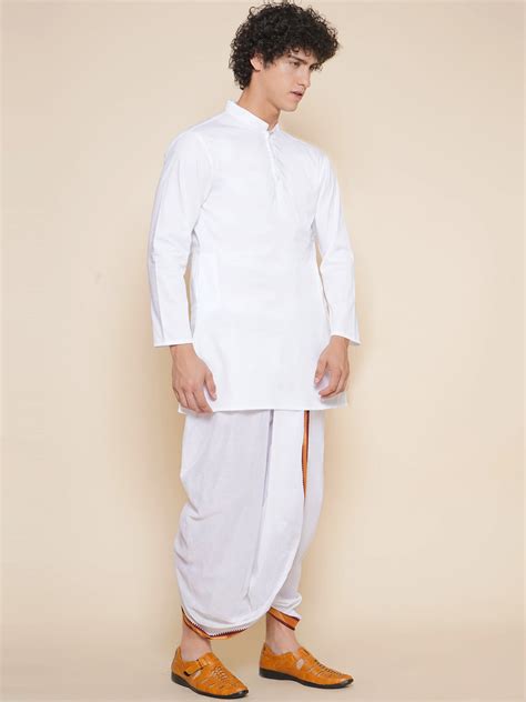 Men Cotton White Colour Kurta and Dhoti Pant Set – SETHUKRISHNA