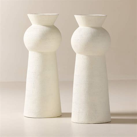 Kali White Terracotta Floor Vase + Reviews | CB2